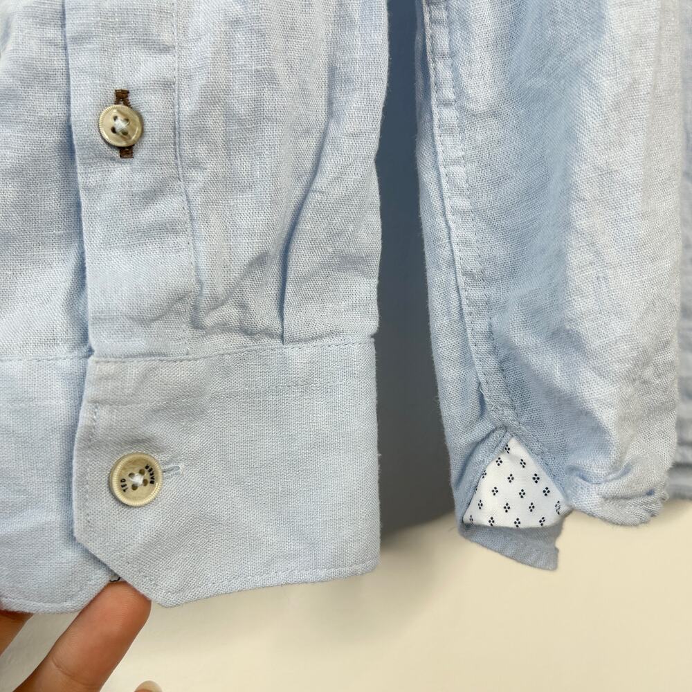 TED BAKER Button Down Shirt Mens Size 3XL Linen Blend Blue Wedding Guest Party - Picture 4 of 7